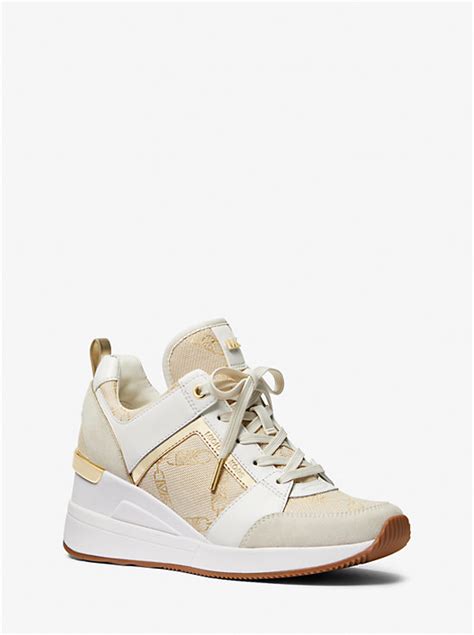 michael kors georgie logo and leather trainer|Georgie Metallic Logo and Leather Trainer .